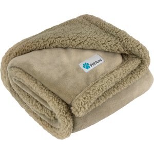 PetAmi Sherpa Cat & Dog Blanket, Taupe & Taupe Sherpa, 50 x 40-in