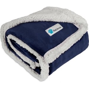 PetAmi Waterproof Dog Blanket, White & Blue, Medium