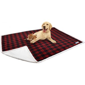 PetAmi Waterproof Reversible Cat & Dog Blanket, Checkered Red, 60 x 80-in