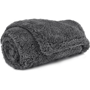 PetAmi Fluffy Waterproof Cat & Dog Blanket, Grey, Small