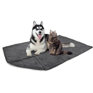 PetAmi Fluffy Waterproof Cat & Dog Blanket, Grey, Large