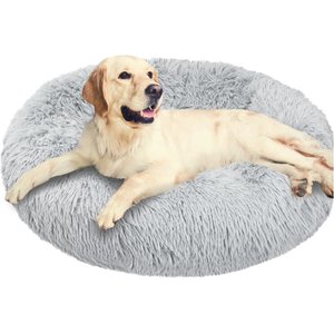 PetAmi Donut Cat & Dog Bed, Light Gray, Medium