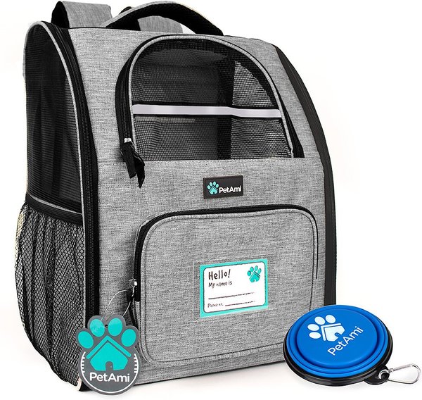 PetAmi Deluxe Backpack Dog & Cat Carrier, Heather Gray slide 1 of 8