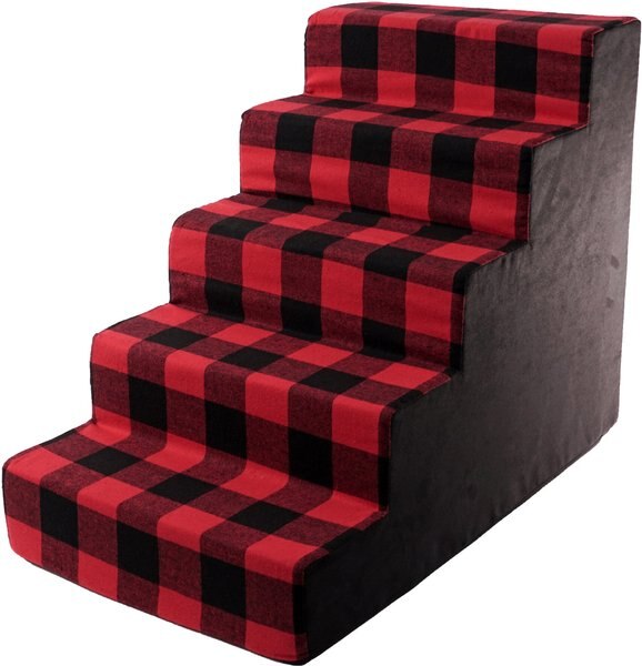 Precious Tails 5-Step Dog & Cat Stairs, Red Black slide 1 of 7