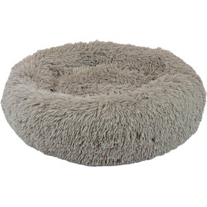 Precious Tails Super Lux Fur Bolster Cat & Dog Bed, Taupe, Medium