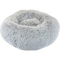 Precious Tails Super Lux Fur Bolster Cat & Dog Bed, Ice Gray, Medium