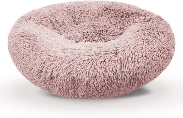 Precious Tails Super Lux Fur Bolster Cat & Dog Bed, Pink, Large slide 1 of 2