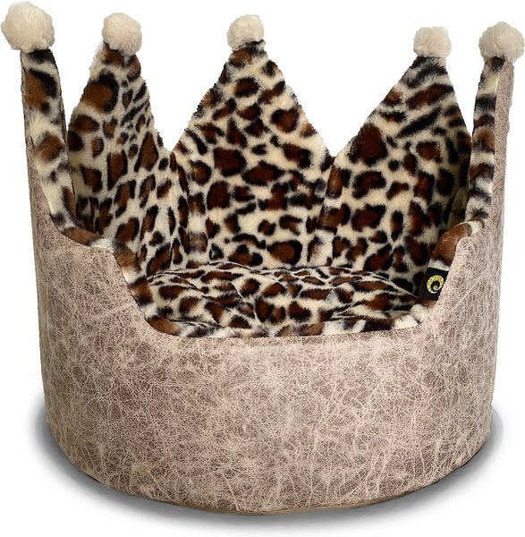 Precious Tails Leopard Crown Bolster Cat & Dog Bed, Taupe slide 1 of 9