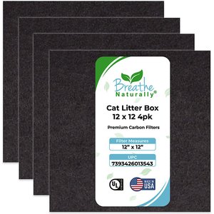 Breathe Naturally Replacement Cat Litter Box Carbon Filter, 4 count