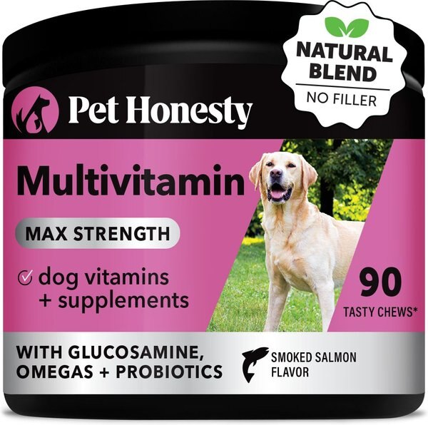 PetHonesty SuperVitamin + Max-Strength Smoked Salmon Flavored Soft Chews All-In-One Dog Vitamin Supplement, 90 count slide 1 of 8
