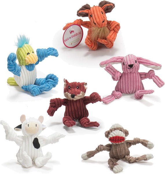 HuggleHounds Assorted Wee-Knotties (Moose, Bunny, Duck, Sock Monkey, Fox, Cow) Dog Toys, X-Small/Small, 6-pk slide 1 of 8