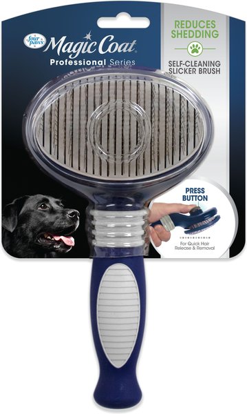 Four Paws Magic Coal Professional Series Self Cleaning Slicker Dog Brush, Blue, Large slide 1 of 10