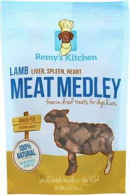 Remy's Kitchen Lamb Liver, Spleen, Heart Meat Medley Freeze-Dried Dog & Cat Treats, 3-oz bag, slide 1 of 1