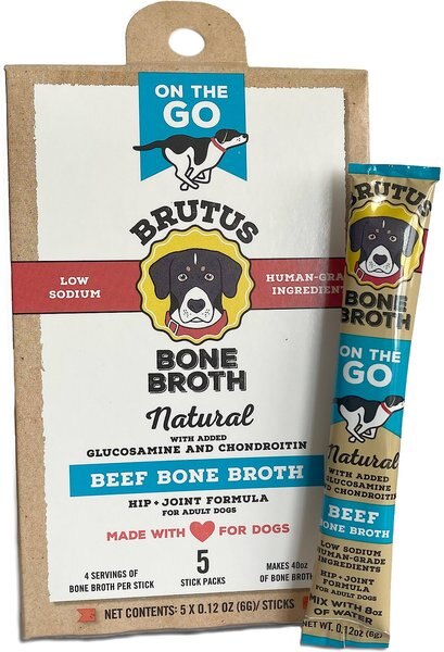 Brutus Broth Instant Bone Broth Beef Flavor Dry Dog Food Topper, 5 count slide 1 of 4