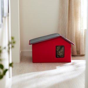 Frisco Extra Wide Indoor Heated Cat House, Red