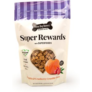 Three Dog Bakery Super Rewards Pumpkin & Cranberry Crumble Dog Treats, 8-oz bag