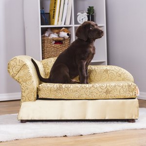 Moots Cleopatra Chaise Lounge Orthopedic Elevated Cat & Dog Bed w/ Removable Cover, Metallic Gold, Medium