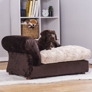 Moots Cleopatra Chaise Lounge Orthopedic Elevated Cat & Dog Bed w/ Removable Cover, Brown / Latte, Medium