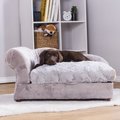 Moots Cleopatra Chaise Lounge Orthopedic Elevated Cat & Dog Bed w/ Removable Cover, Silver / Platinum, Medium