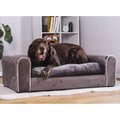 Moots Furry Sofa Lounge Orthopedic Elevated Cat & Dog Bed w/ Removable Cover, Charcoal, Large