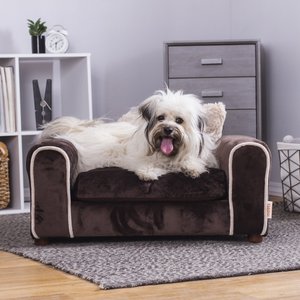 Moots Furry Sofa Lounge Orthopedic Elevated Cat & Dog Bed w/ Removable Cover, Chocolate, Medium