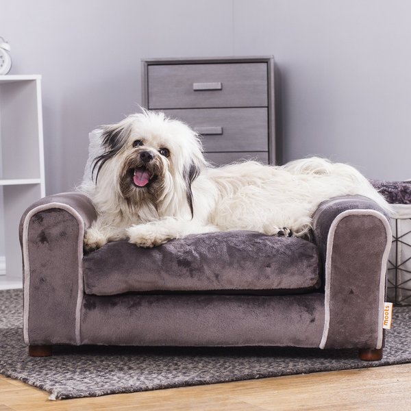 Moots Furry Sofa Lounge Orthopedic Elevated Cat & Dog Bed w/ Removable Cover, Charcoal, Medium slide 1 of 12