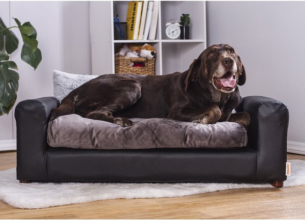 Moots Premium Leatherette Sofa Removable Cover Orthopedic Elevated Cat & Dog Bed, Black, Large slide 1 of 11