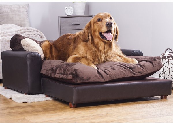 Moots Premium Leatherette Sofa Removable Cover Orthopedic Elevated Cat & Dog Bed, Espresso, X-Large slide 1 of 11