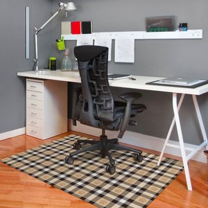 Bungalow Flooring Paw Plaid Desk Chair Mat 