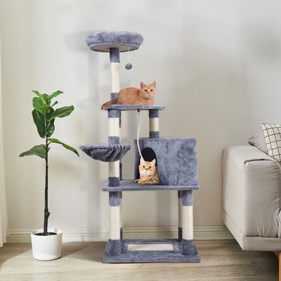 Coziwow 60-in Cat Tree with Scratching Post, Grey, slide 1 of 1