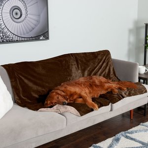 FurHaven Waterproof Velvet Dog & Cat Throw Blanket, Brownstone, X-Large