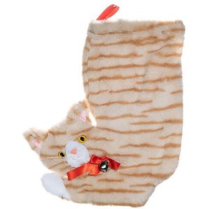 Pronk! Pets Orange Striped Tabby Decorative Cat Christmas Stocking