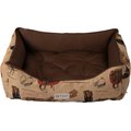 Huntley Pet Western Equestrian Tapestry Design Soft Washable Dog Bed, Tan, Small