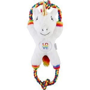Frisco Pride Love Unicorn Plush with Rope Squeaky Dog Toy