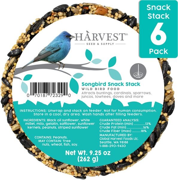 Harvest Seed & Supply Songbird Snack Stack Wild Bird Food, 9.25-oz cake, pack of 6 slide 1 of 8