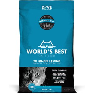 World's Best Multiple Cat Lotus Blossom Scented Clumping Corn Cat Litter, 15-lb bag