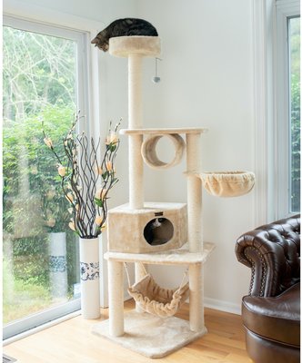 Armarkat Entertainment Furniture With Lounge Basket & Perch Cat Tower, Beige, 72-in, slide 1 of 1