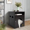 Coziwow Wooden End Table Washroom Storage Cabinet Cat Litter Box, Black