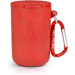 DDT Dog Doo Tube Portable Trash Can, Medium, Red
