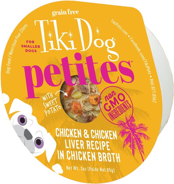 Tiki Dog Aloha Petites Chicken & Chicken Liver Recipe in Chicken Broth Wet Dog Food, 3-oz cup, case of 4 slide 1 of 7