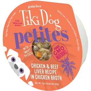 Tiki Dog Aloha Petites Chicken & Beef Liver Recipe in Chicken Broth Wet Dog Food, 3-oz cup, case of 4