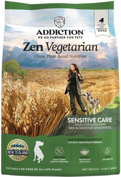 Addiction Zen Vegetarian Sensitive Care Dry Dog Food, 4-lb bag slide 1 of 9