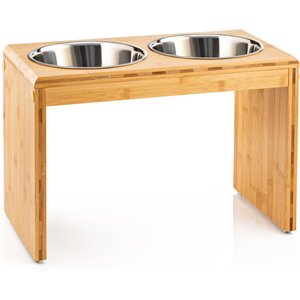 Pawfect Pets Elevated Feeder Raised Dog Bowl Stand with four Stainless Steel Bowls, Large, 12-in