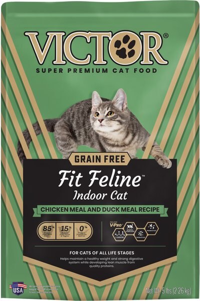 VICTOR Fit Feline Indoor Grain-Free Chicken Meal & Duck Meal Recipe Dry Cat Food, 5-lb bag slide 1 of 7