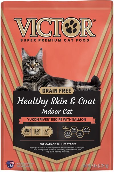 VICTOR Healthy Skin & Coat Indoor Grain-Free Yukon River Recipe with Salmon Dry Cat Food, 5-lb bag slide 1 of 7