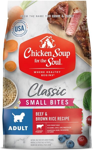 Chicken Soup for the Soul Small Bites Beef & Brown Rice Recipe Adult Dry Dog Food, 4.5-lb bag slide 1 of 7