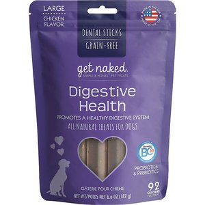 Get Naked Digestive Health Grain-Free Dental Stick Dog Treats, Large, 36 count