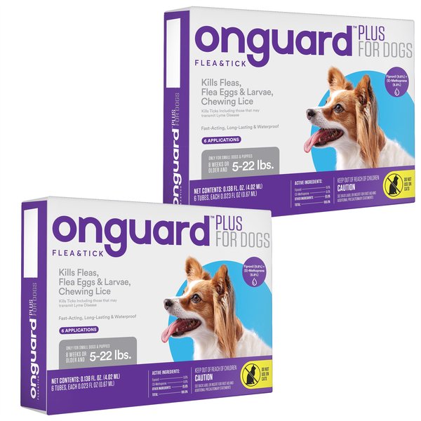 Onguard Plus Flea & Tick Spot Treatment for Dogs, 5-22 lbs, 6 Doses (6-mos. supply), bundle of 2 (12-mos. supply) slide 1 of 7