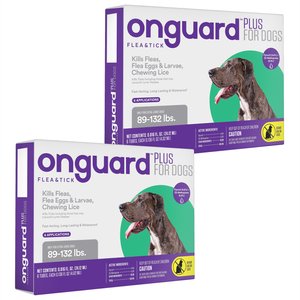Onguard Plus Flea & Tick Spot Treatment for Dogs, 89-132 lbs, 6 Doses (6-mos. supply), bundle of 2 (12-mos. supply)