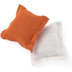 Litterbox.com Hemp Pillows Cat Toy, 2 count, Orange & White
